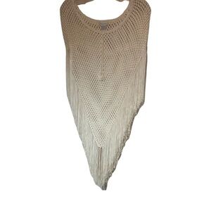 BRAND NEW!! Charlotte Russe WHITE Crochet Fringe Poncho